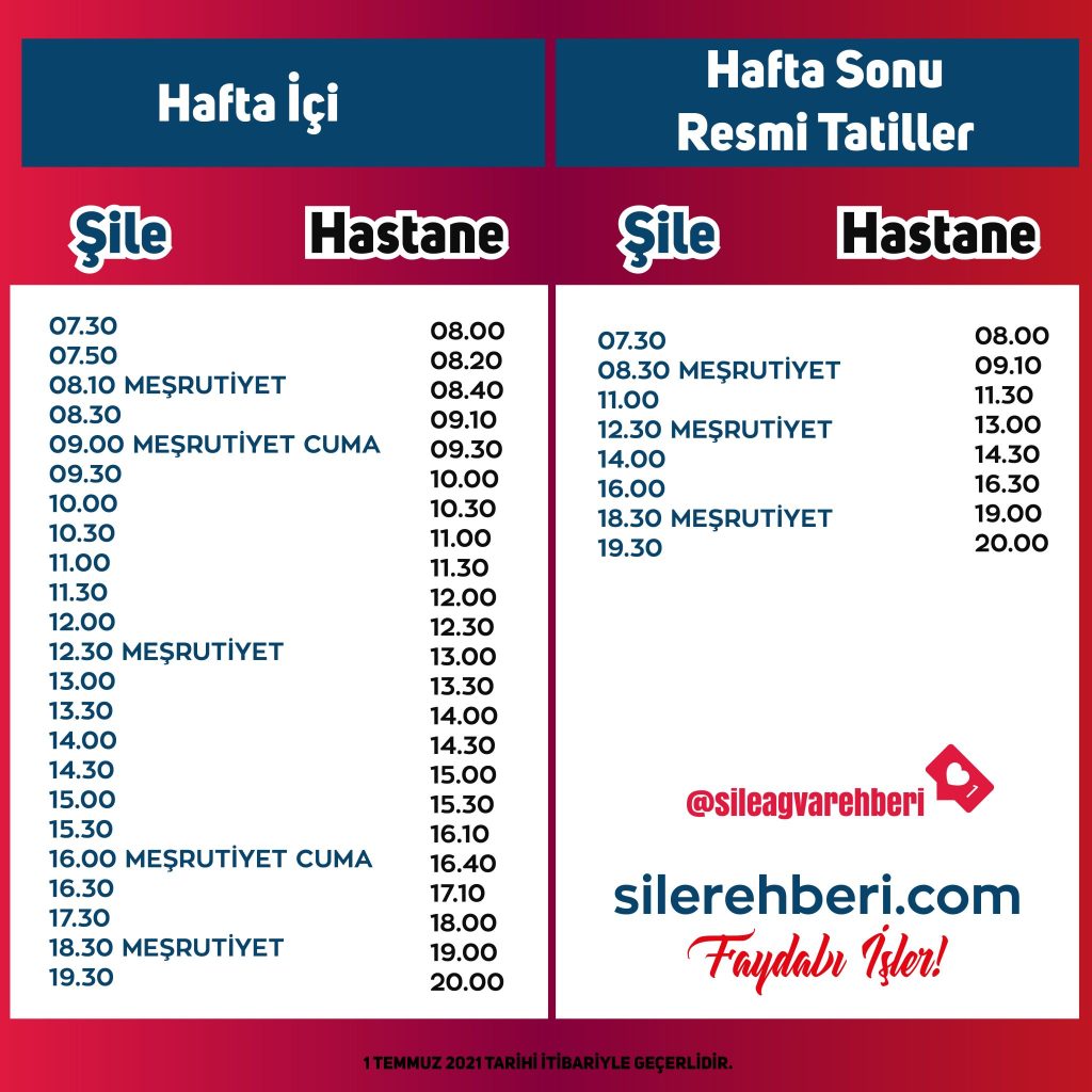 şile hastane minibüs saatleri